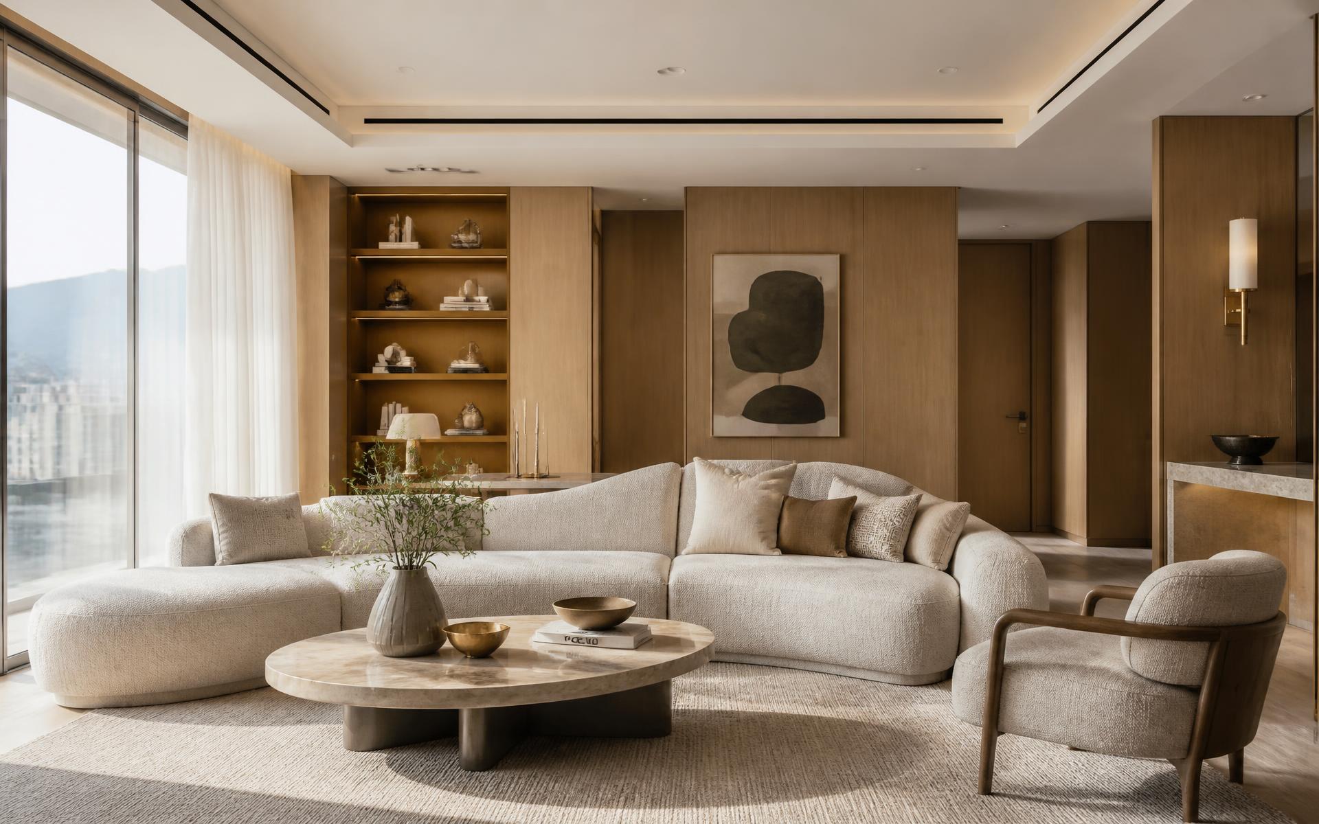 Luxury contemporary living room designed by DERRICK WEI INTERIOR